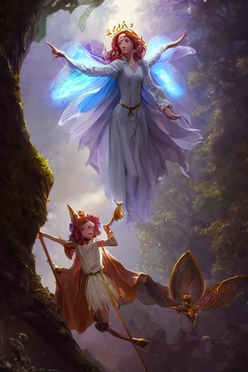 Image similar to legendary fairy prince wizard cast a spell, highly detailed, d & d, fantasy, highly detailed, digital painting, trending on artstation, concept art, sharp focus, illustration, global illumination, ray tracing, realistic shaded, art by artgerm and greg rutkowski and fuji choko and viktoria gavrilenko and hoang lap