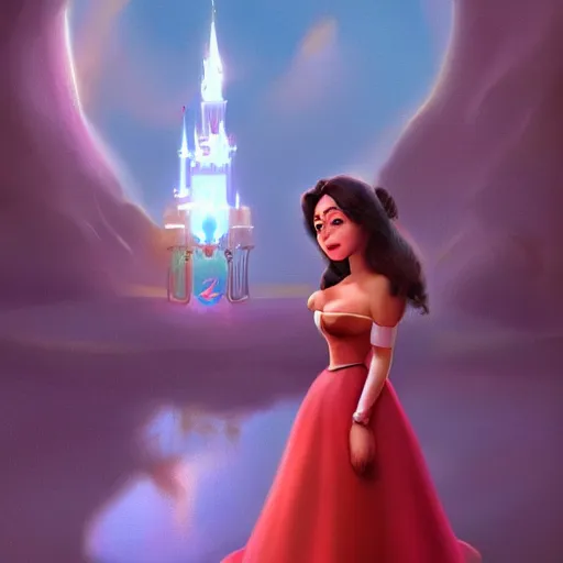 Image similar to beautiful latina female disneyland employee waiting impatiently in purgatory, fantasy, digital art, trending on artstation