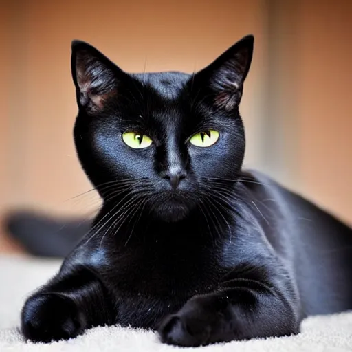 Image similar to a black cat with completely red eyes