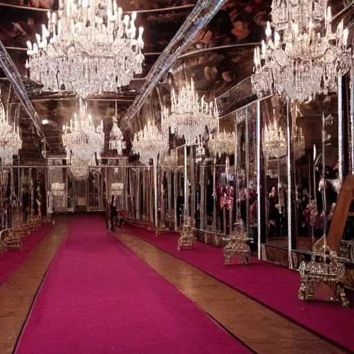 Image similar to a victorian style party in the hall of mirrors