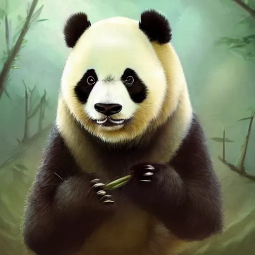 Prompt: a portrait of a panda portrait, cute and adorable, pretty, beautiful, art portrait, matte fantasy painting, deviantart, super detailed eyes, super detailed, nose, super detailed, eyes, artstation, by jason felix by steve argyle by tyler jacobson by peter mohrbacher, cinematic