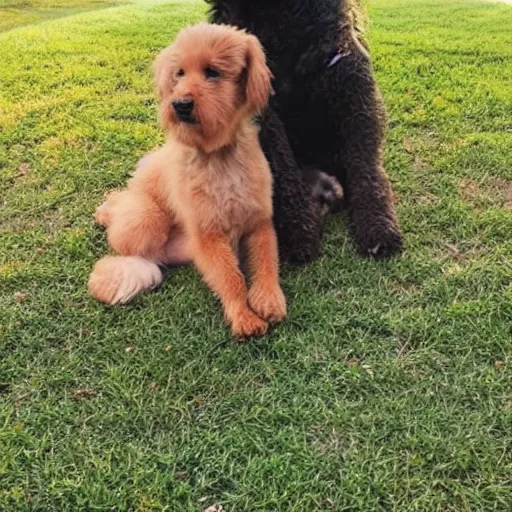 Prompt: a cute dog sitting next to a family