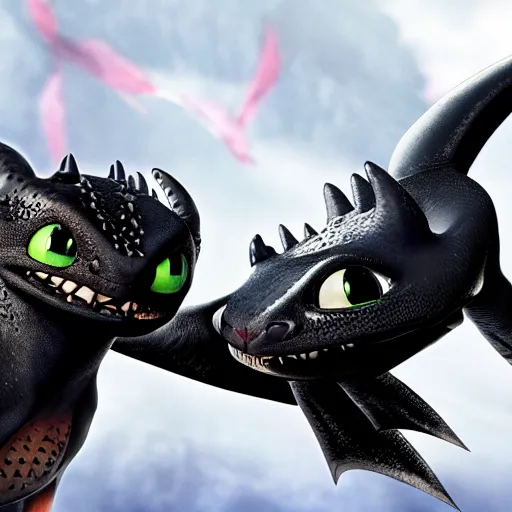 Image similar to high res Toothless with red eyes from how to train your dragon 4k