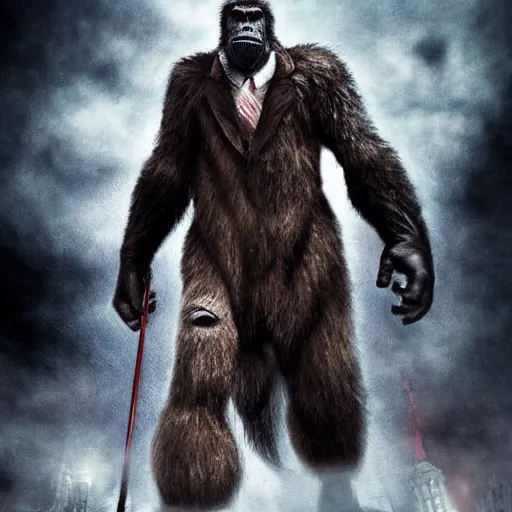 Image similar to Movie poster for the new film 'King Kong vs. Coach Belichick vs. Bloodborne'