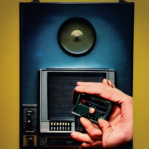 Image similar to god himself using a vintage 1 9 7 0 s 8 - track, vintage hifi, bill henson photo, hyper real, godly