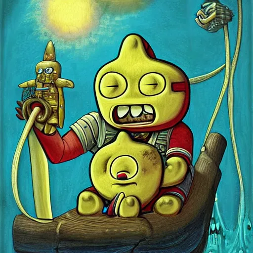Prompt: adventure time with finn and jake painting by h. r. giger
