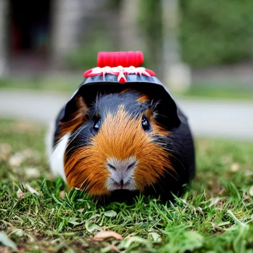 Prompt: a guinea pig wearing a samurai armour, in the style of anime