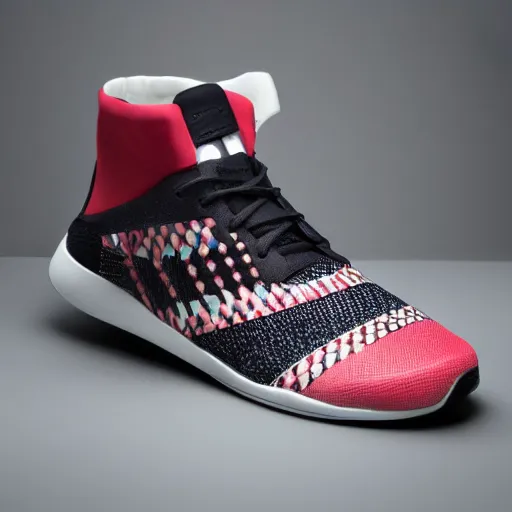 Image similar to sport shoes with checkerboard pattern, product photo, studio lighting, highly detailed