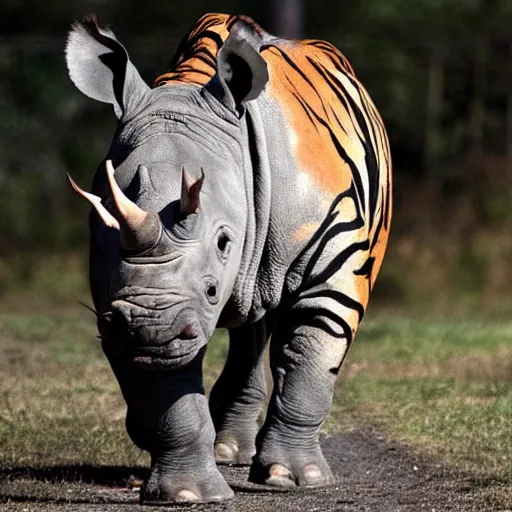 Image similar to half rhino, half tiger