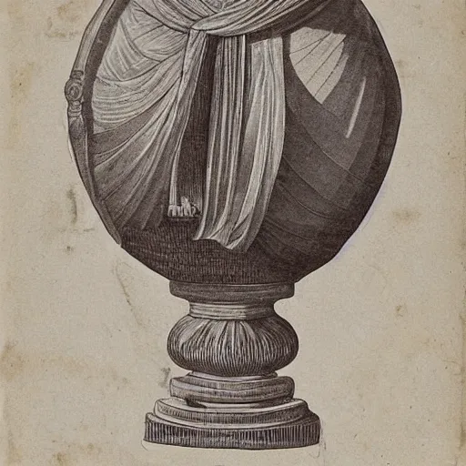 Prompt: an unknown ethnographic object, anthropology, in the style of corinthian capital by giocondo albertolli ( italian 1 7 4 2 - 1 8 3 9 ). medium : pen and brown ink, brush and gray wash on laid paper