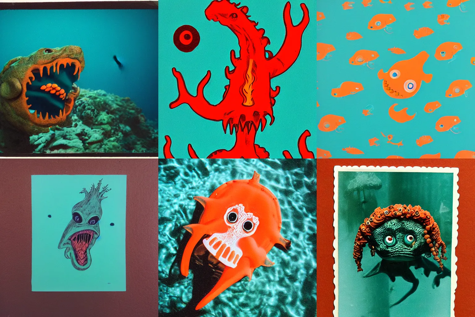 Prompt: underwater sea monster, 35mm camera, teal and orange, horror