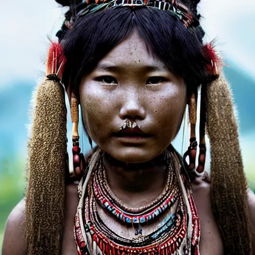 Image similar to young bautiful asian tribal female by Jimmy Nelson