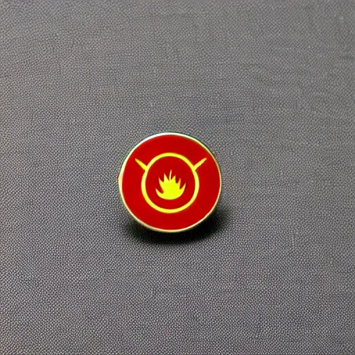 Prompt: minimalistic clean enamel pin of fire warning label, retro design
