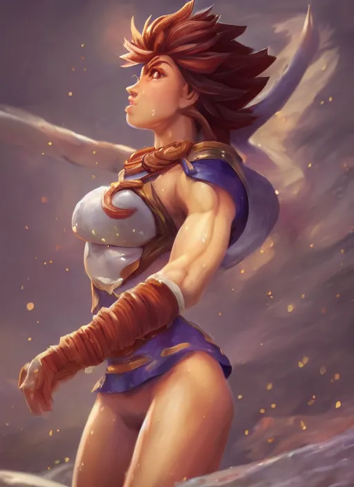 Prompt: taliyah, from league of legends, au naturel, athletic, with abs, perfect cosplay, hyper detailed, symmetrical body, digital art, trending in artstation, cinematic lighting, studio quality, smooth render, unreal engine 5 rendered, octane rendered, art style by klimt and nixeu and ian sprigger and wlop and krenz cushart