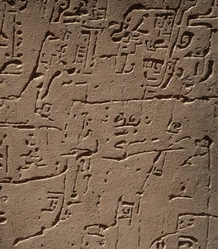 Image similar to ancient hieroglyph engraved into limestone, nabataen culture