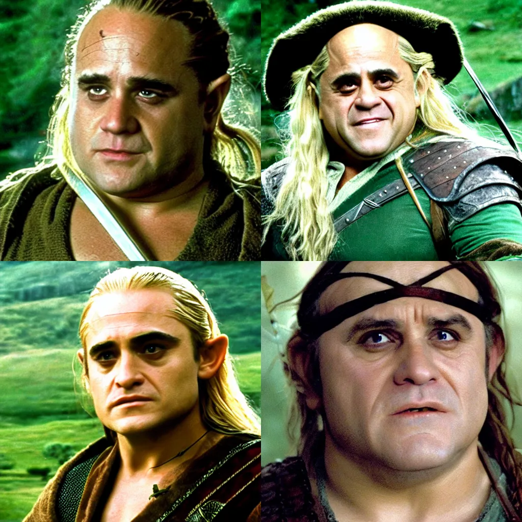 Prompt: Danny DeVito as Legolas in Lord of the Rings (2001)