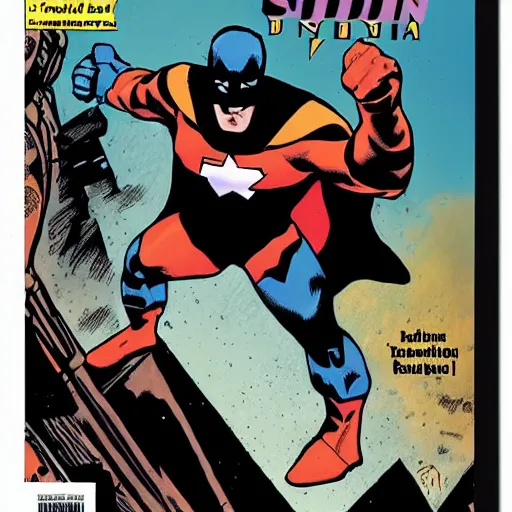 Prompt: Joe Biden in his superhero identity, Dark Brandon, comic book special edition cover art by Mike Mignola