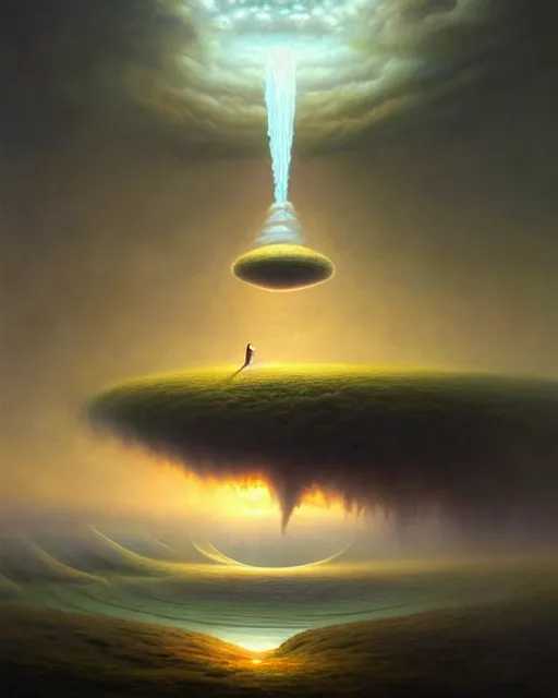 Image similar to a hyper - detailed 3 d render like an oil painting of sky giving birth to land, surrealism!!!!! surreal concept art, lifelike, photorealistic, digital painting, aesthetic, smooth, sharp focus, artstation hd, by greg rutkowski, bruce pennington, valentina remenar, rhads, asher duran,