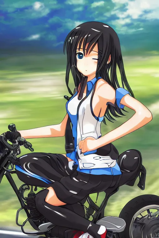 Prompt: anime girl riding motorcycle alone, high detail, very accurate, 8 k