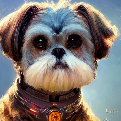 Prompt: AI Robot Shih Tzu, detailed, centered, digital painting, artstation, concept art, donato giancola, Joseph Christian Leyendecker, WLOP, Boris Vallejo, Breathtaking, 8k resolution, extremely detailed, beautiful, establishing shot, artistic, hyperrealistic, beautiful face, octane render, cinematic lighting, dramatic lighting, masterpiece