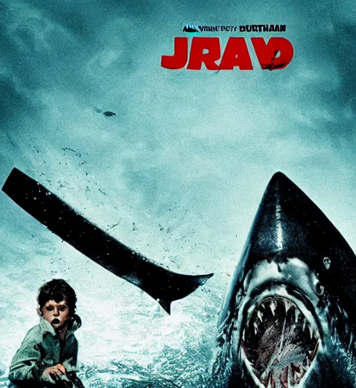 Image similar to a horror movie poster for jaws