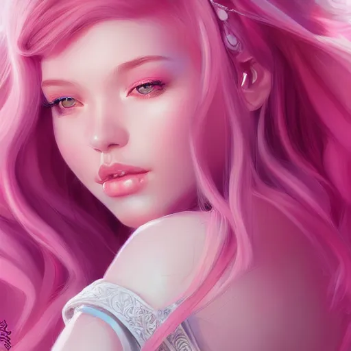 Image similar to teen girl, pink hair, gorgeous, amazing, elegant, intricate, highly detailed, digital painting, artstation, concept art, sharp focus, illustration, art by Ross tran and artgerm