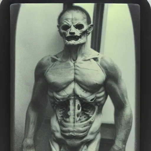 Image similar to polaroid of case study of anatomical orc full body by Tarkovsky