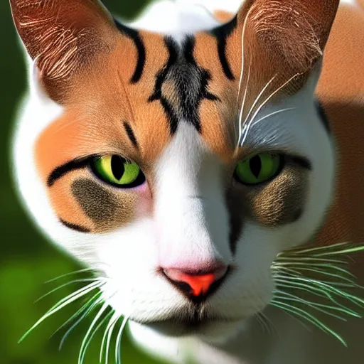 Image similar to cross between a cat and a cow , natural, photorealistic ,photo