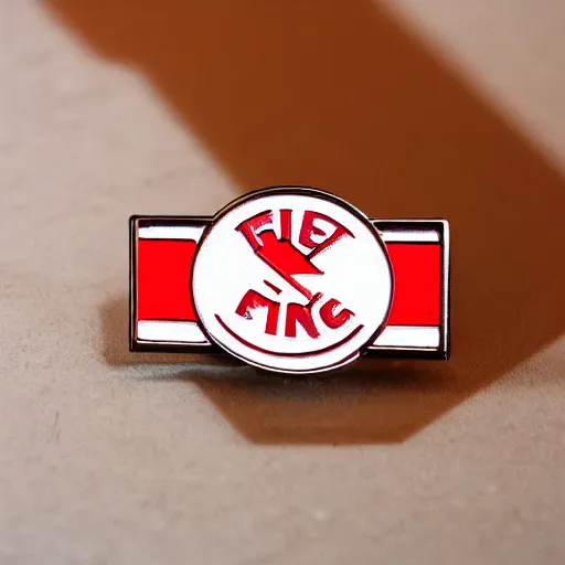 Image similar to a photo of a retro 1 9 7 0 s minimalistic clean fire warning label enamel pin, beautiful cinematic light, behance