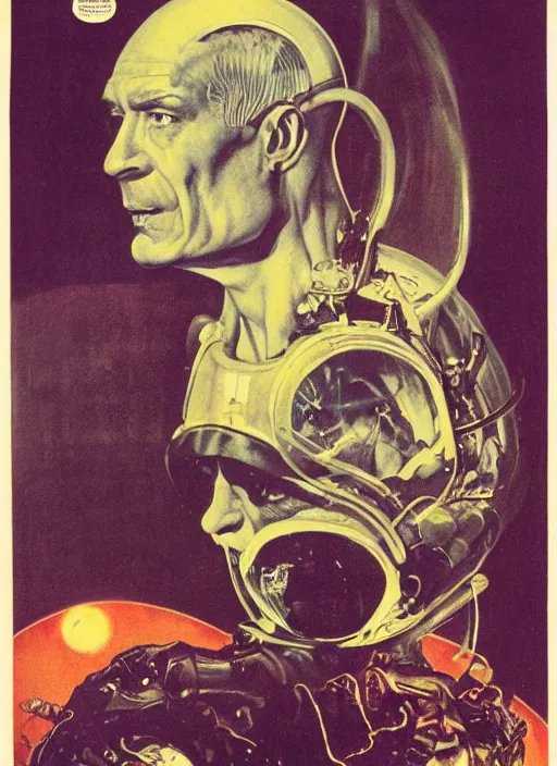 Prompt: head and shoulders portrait of joe egan as a pulp science fiction alien in the sun , by norman rockwell