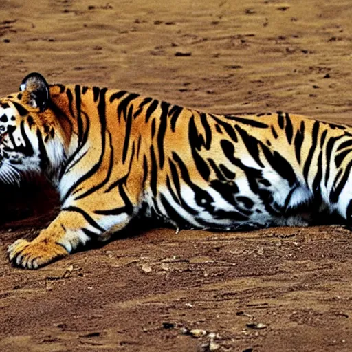 Image similar to award winning photo of a spotted tiger in nature