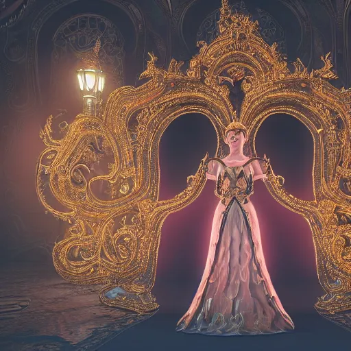 Image similar to portrait of wonderful princess, glowing, ornate and intricate, jaw dropping, dynamic lighting, intricate and detailed, 4 k octane render