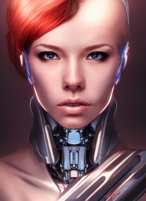 Image similar to portrait of a cyborg woman who turns her head to the right!! (((((left))))) (((((up))))) (((((down))))) by Artgerm,eyes closed , biomechanical, hyper detailled, trending on artstation