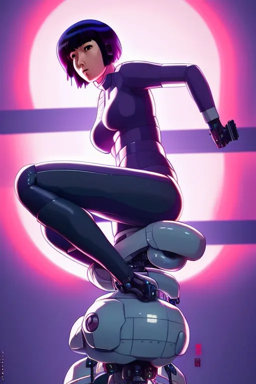 Image similar to a fullbody portrait of motoko kusanagi on top of a tachikoma : : stand alone complex, ghost in the shell, netflix : : by ilya kuvshinov, rossdraws, artgerm, sola digital arts, anti aliasing, raytracing : :