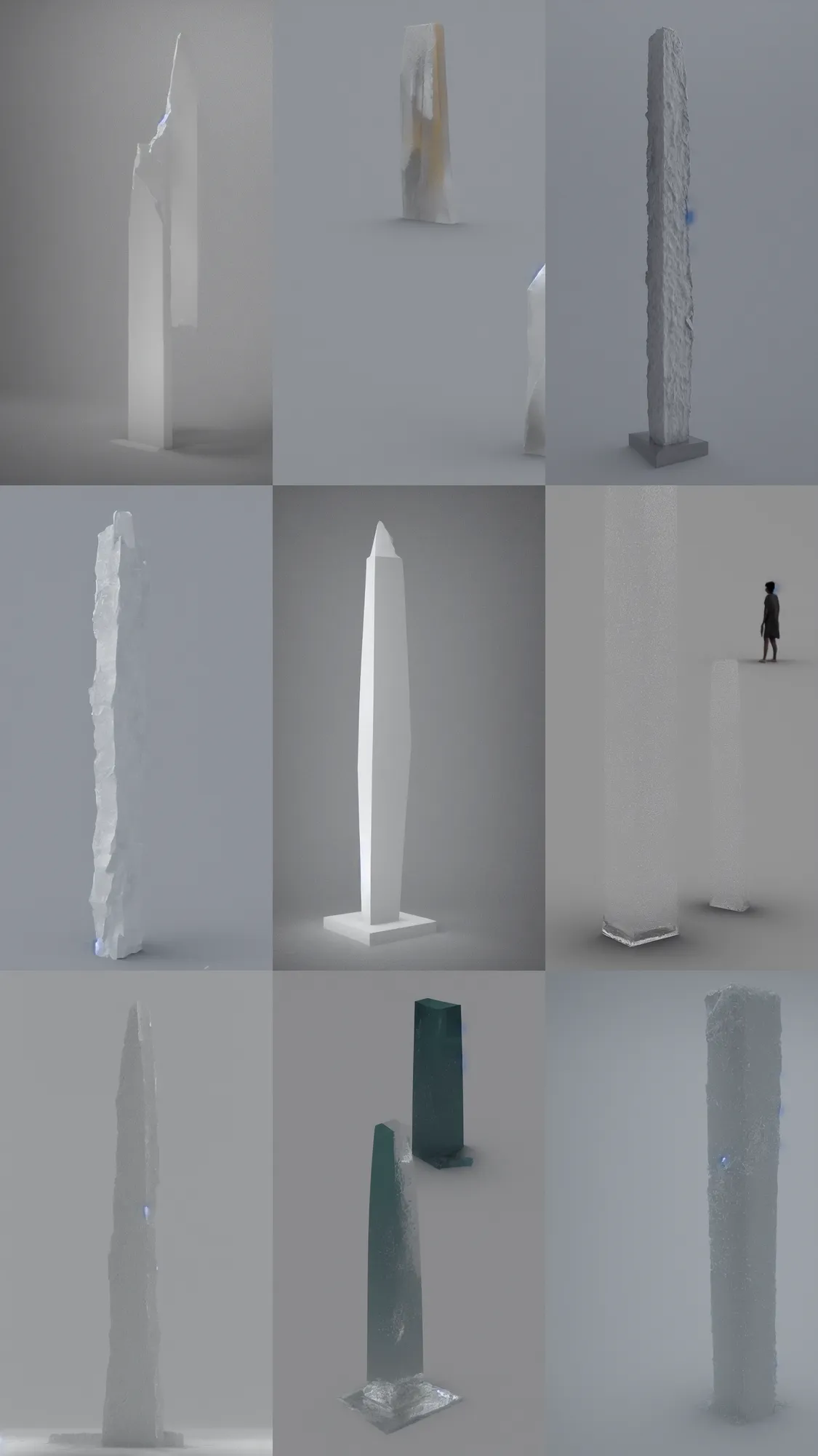 Prompt: glass obelisk of the void, soft cracks, dreamed by lynda benglis and benedick bana, perfect white background, octane render, 4 k, 8 k