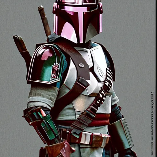 Prompt: a realistic photo of the mandalorian wearing a fez