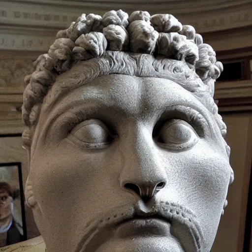 Prompt: the roman emperor augustus mixed with cat sculpture of stanisław szukalski