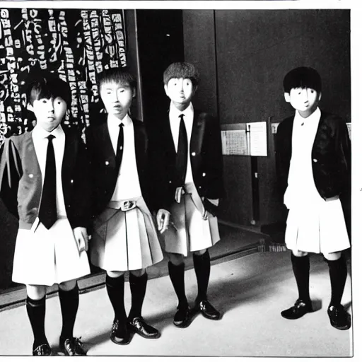 Image similar to japanese middle school boys in school uniform, 3 5 mm fujifilm, courtesy of kyodo news