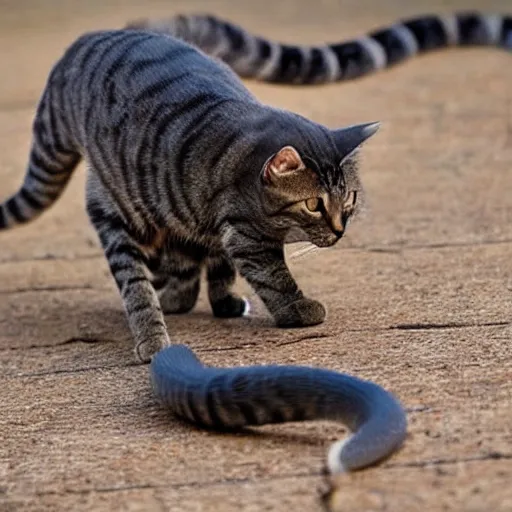 Image similar to cat fighting against snake