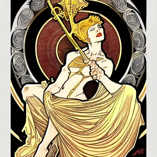 Prompt: daredevil costume designs, intricate, elegant, highly detailed, gold linework digital painting, smooth, sharp focus, illustration, art by alphonse mucha