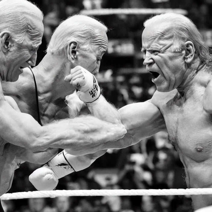 Prompt: Joe Biden fighting in the WWE, detailed 4k photograph