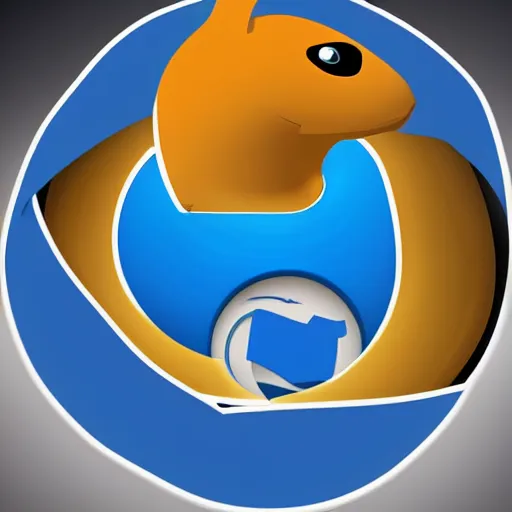 Prompt: a humanoid version of the internet explorer logo, curvy