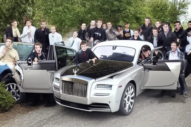 Image similar to stoned teenagers decided to drown Rolls-Royce