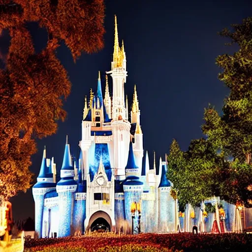 Image similar to cinderella castle at magic kingdom in the year 3035, travel blog photograph