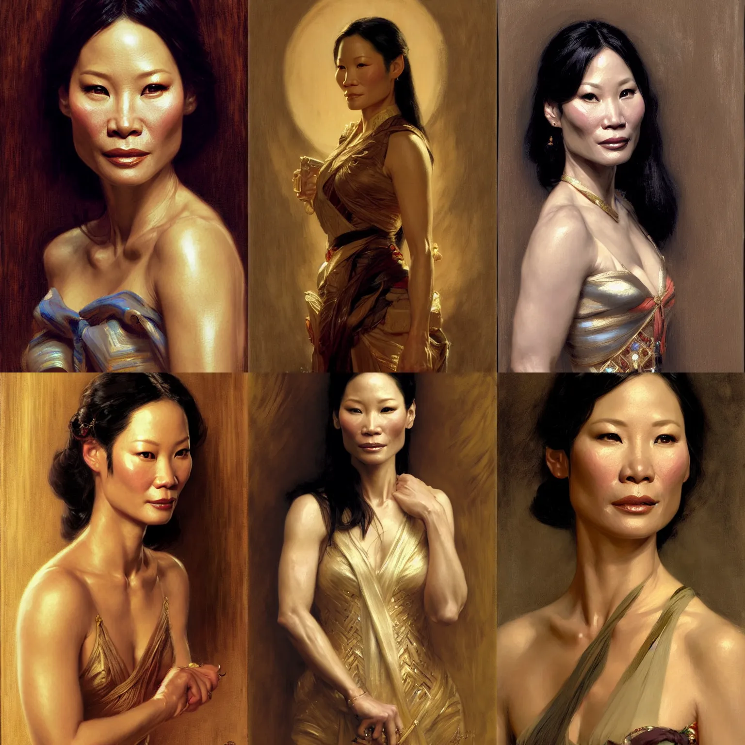 Prompt: portrait of lucy liu, highly detailed painting by gaston bussiere, craig mullins, j. c. leyendecker 8 k