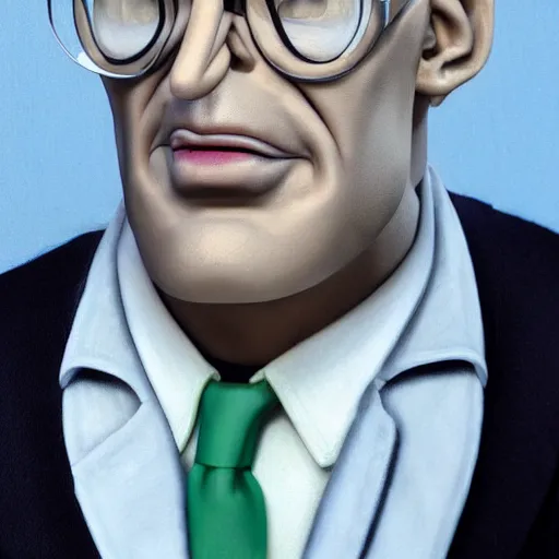 Image similar to A middle-aged Dr. Venture in real life with a hooked nose, a long gaunt face and skinny body and neck, very thin and bald, realistic, very realistic, hyperrealistic, highly detailed, very detailed, extremely detailed, detailed, digital art, oil painting, trending on artstation, headshot and bodyshot, detailed face, very detailed face, extremely detailed face, HD Quality, 8k resolution, very very detailed face, real life