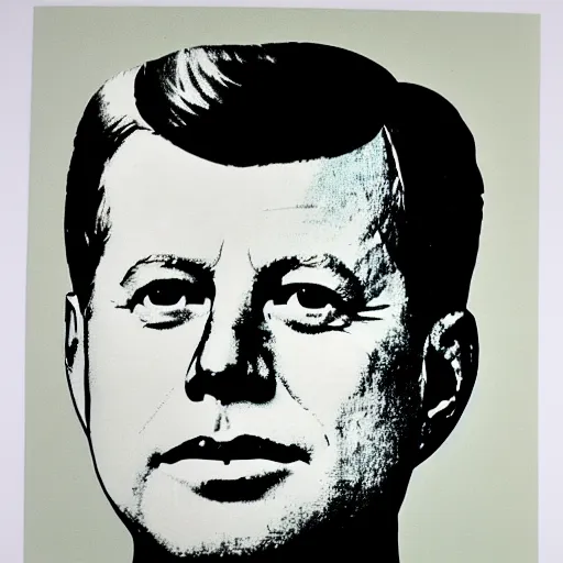 Image similar to individual silk screen portrait of jfk by andy warhol