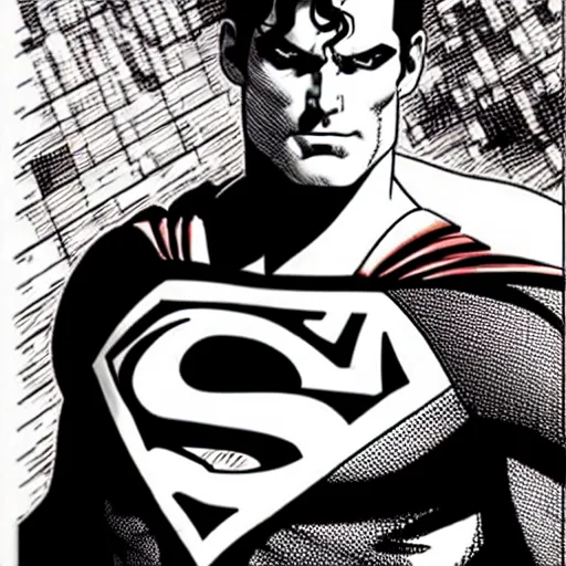 Prompt: Matt Bomer as Superman, by Tsutomu Nihei, highly detailed