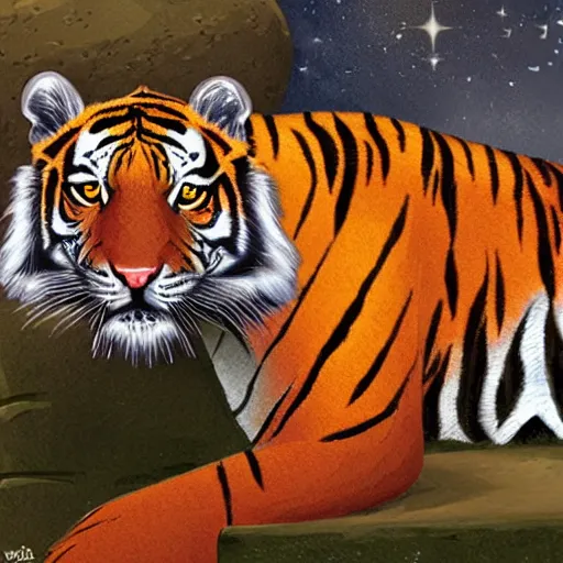 Prompt: diamond tiger by wally wood, fantasy art style, 4 k, digital painting