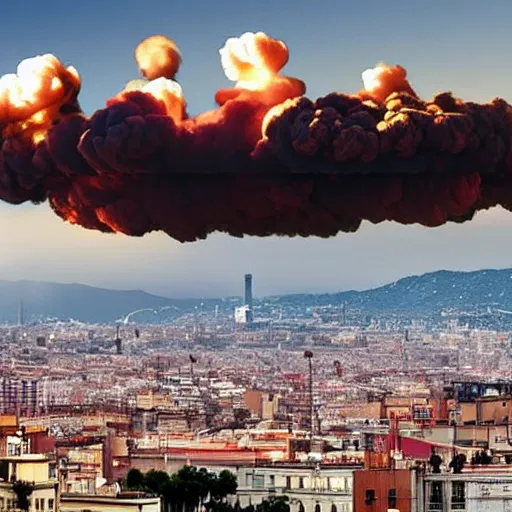 Image similar to nuke explosion in the skyline from barcelona